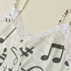 Beige Music Lace Cami Top & Shorts