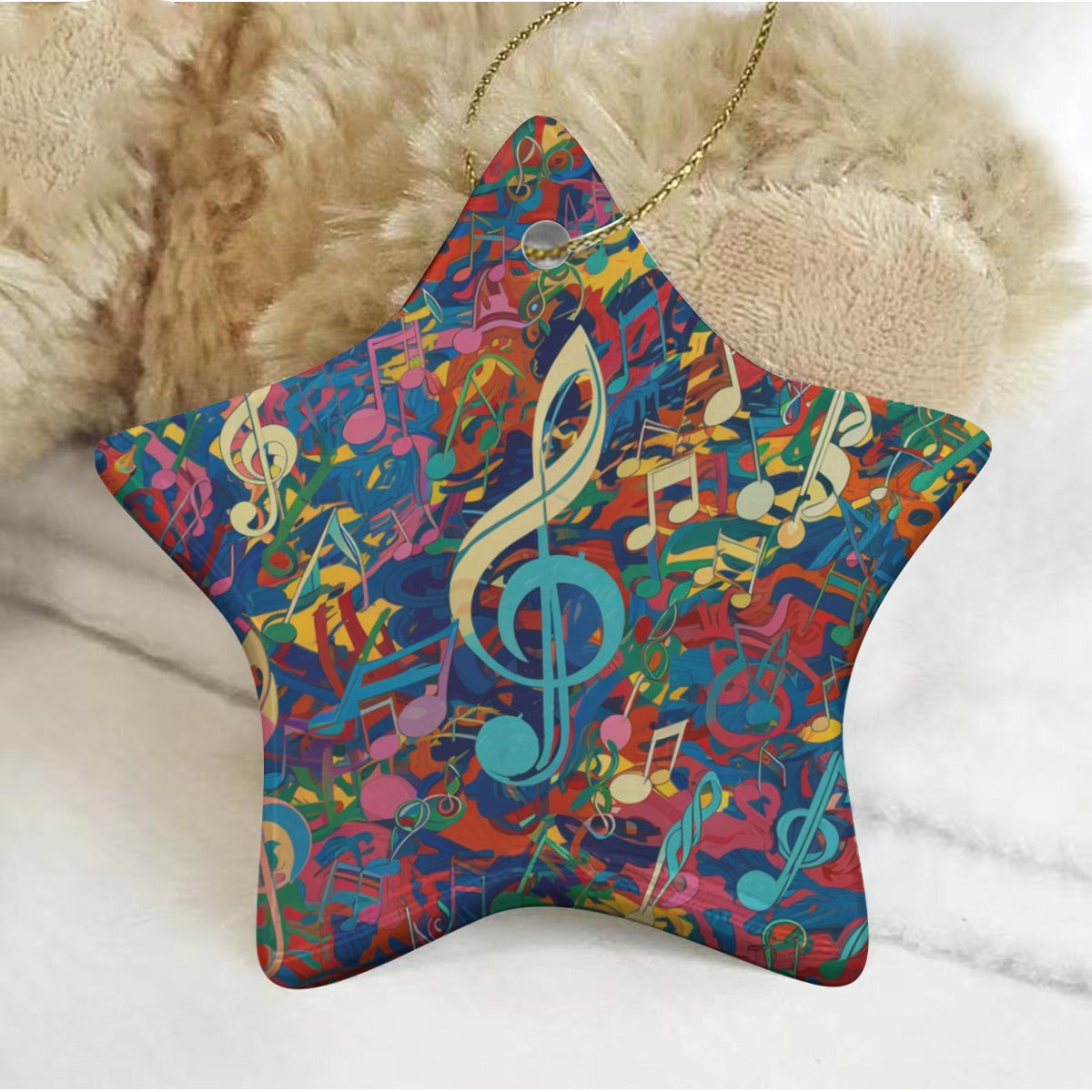 Music Pattern Star Ceramic Hanging Decoration
