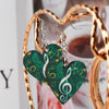 Music Green Heart Shape Wooden Earrings