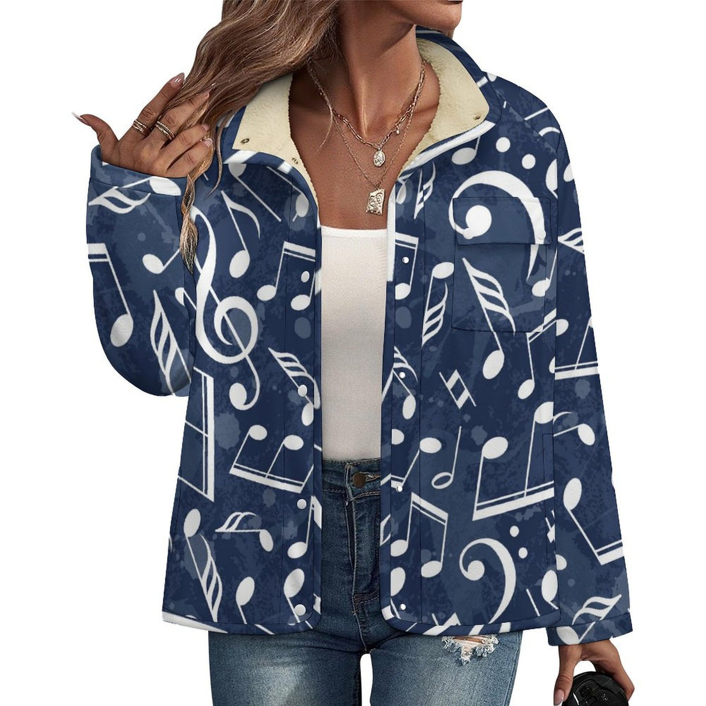 Music Ocean Women's Stand Collar Fleece Jacket