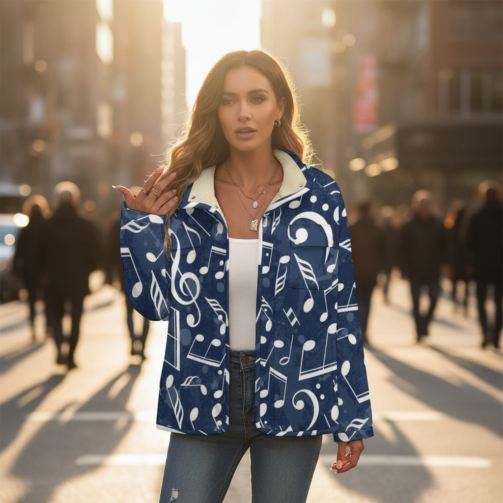 Music Ocean Women's Stand Collar Fleece Jacket