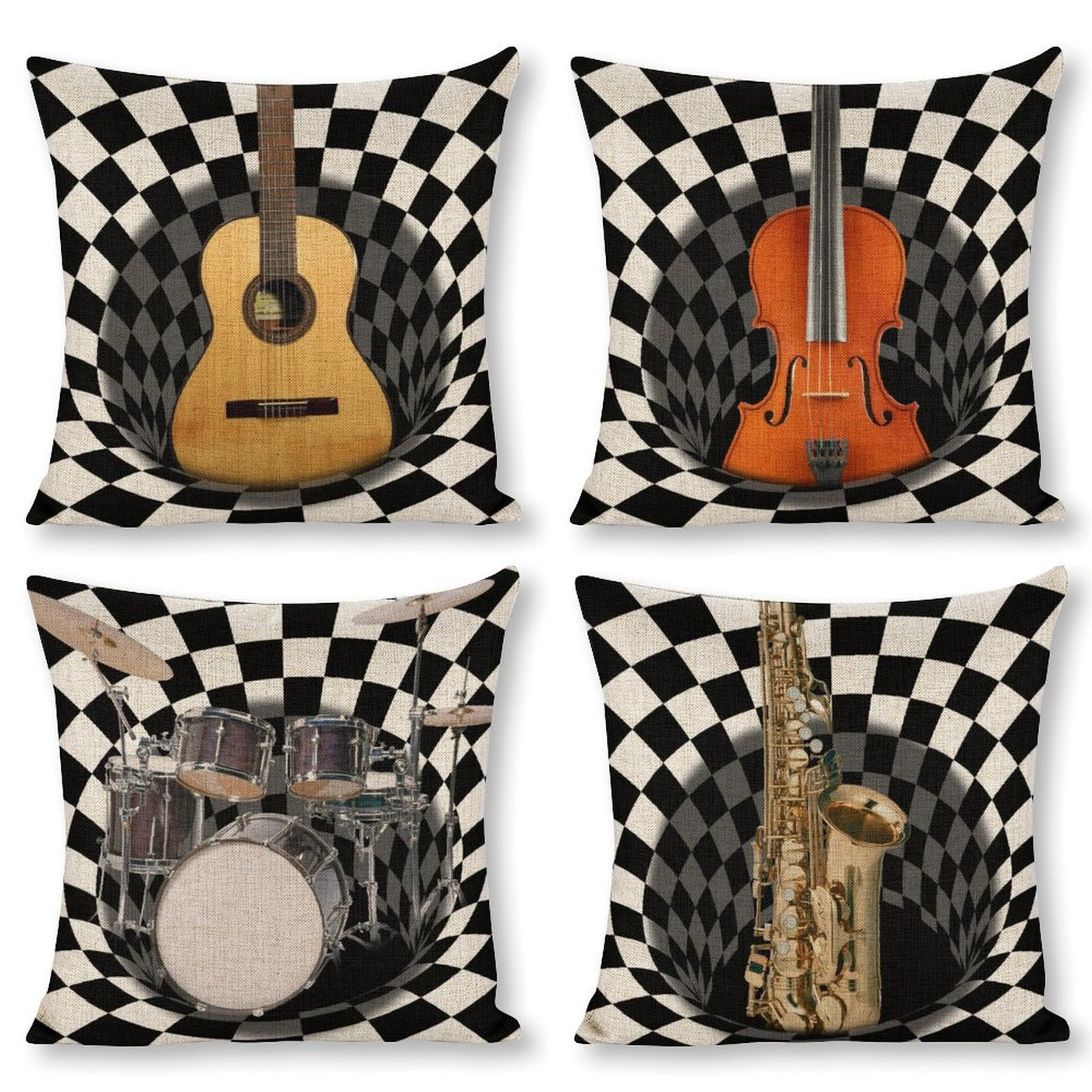Music Instruments Linen Pillowcase (Set of 4)