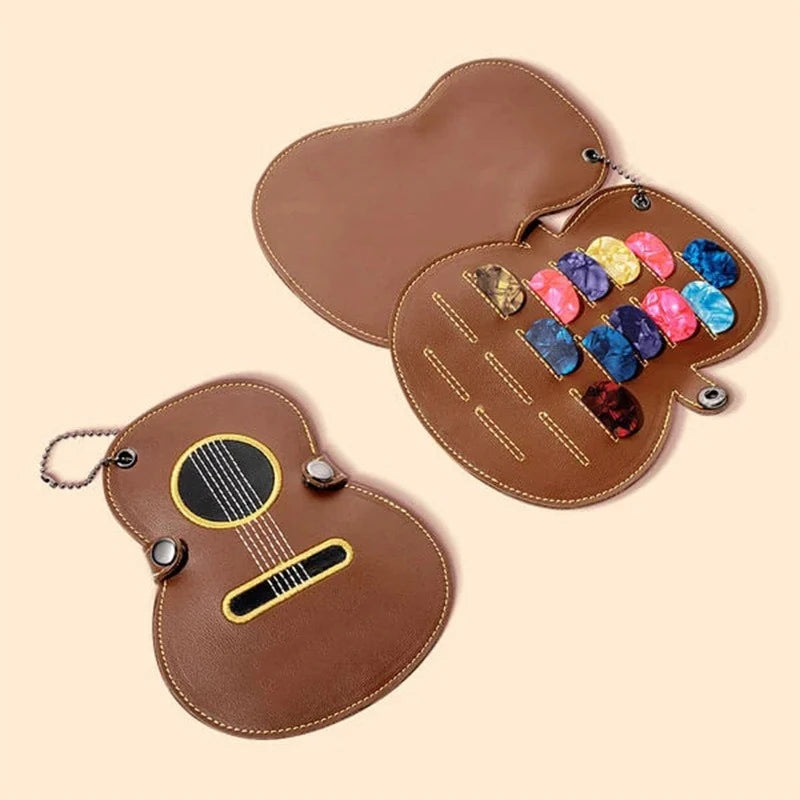 Guitar Shaped Embroidery Guitar Pick Holder Bag