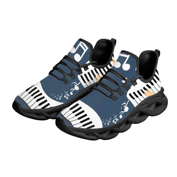 Piano Blue Pattern Print Sneaker Shoes For Men Women