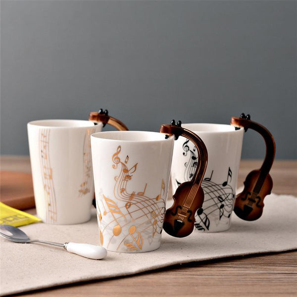 Novelty Guitar Ceramic Cup Personality Music Note - Artistic Pod