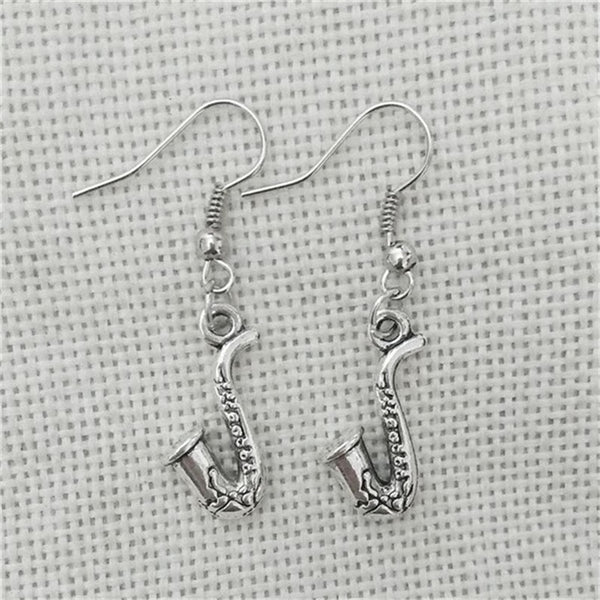 Silver Saxophone Earrings Artistic Pod