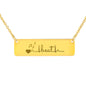 Music Notes Heart Heartbeat Bar Necklace - 18K Gold Over Stainless Steel Horizontal Bar Necklace / No - { shop_name }} - Review