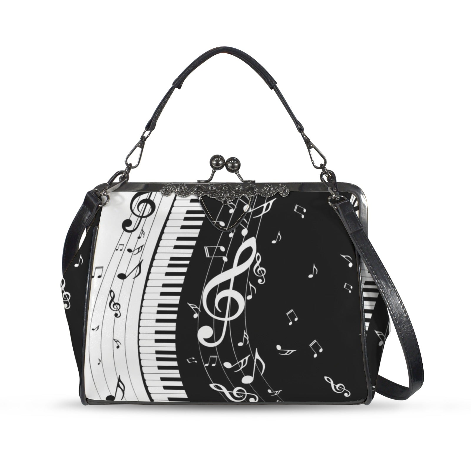 Piano Lovers Kisslock Two-Way Handbag