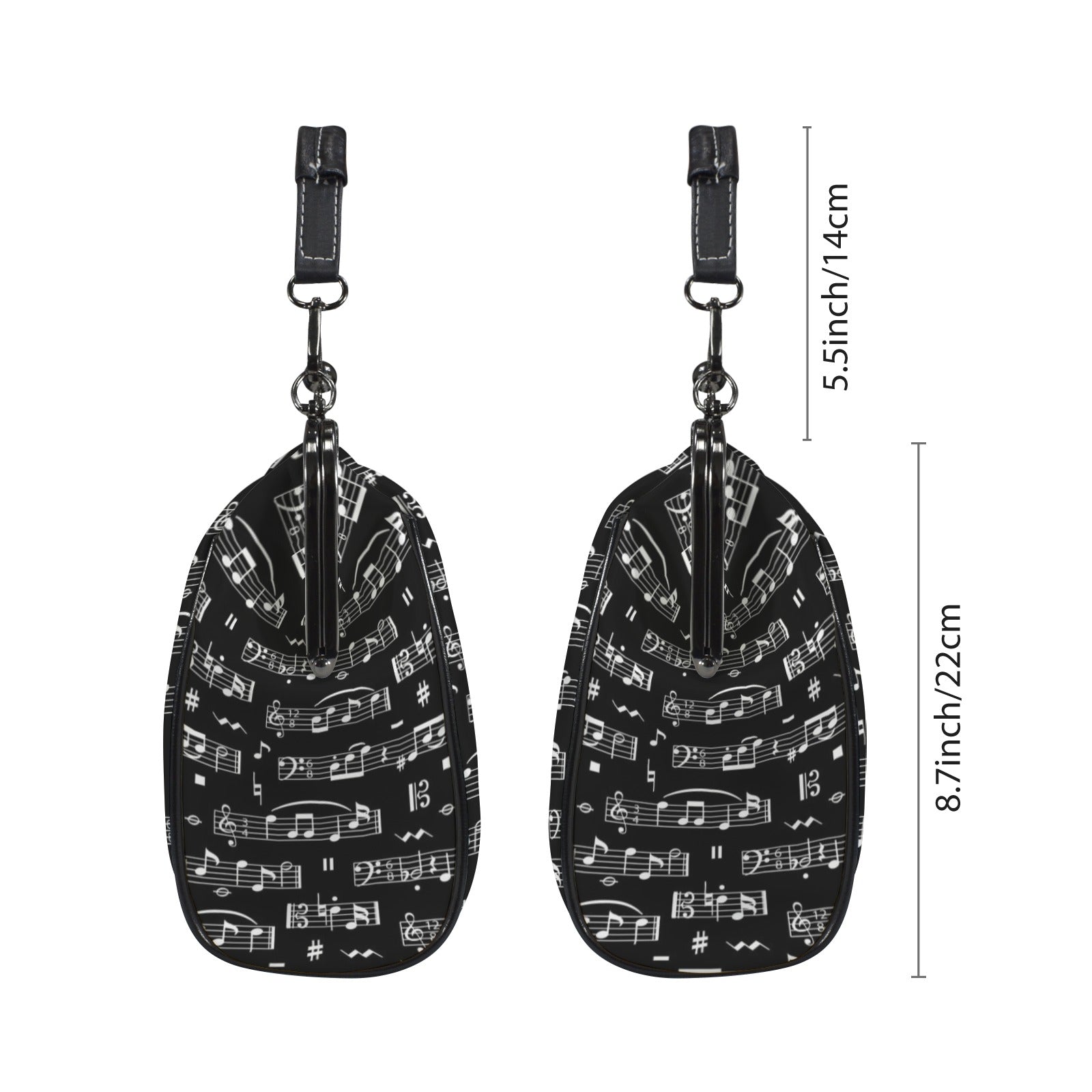 Music Notes Kisslock Two-Way Handbag