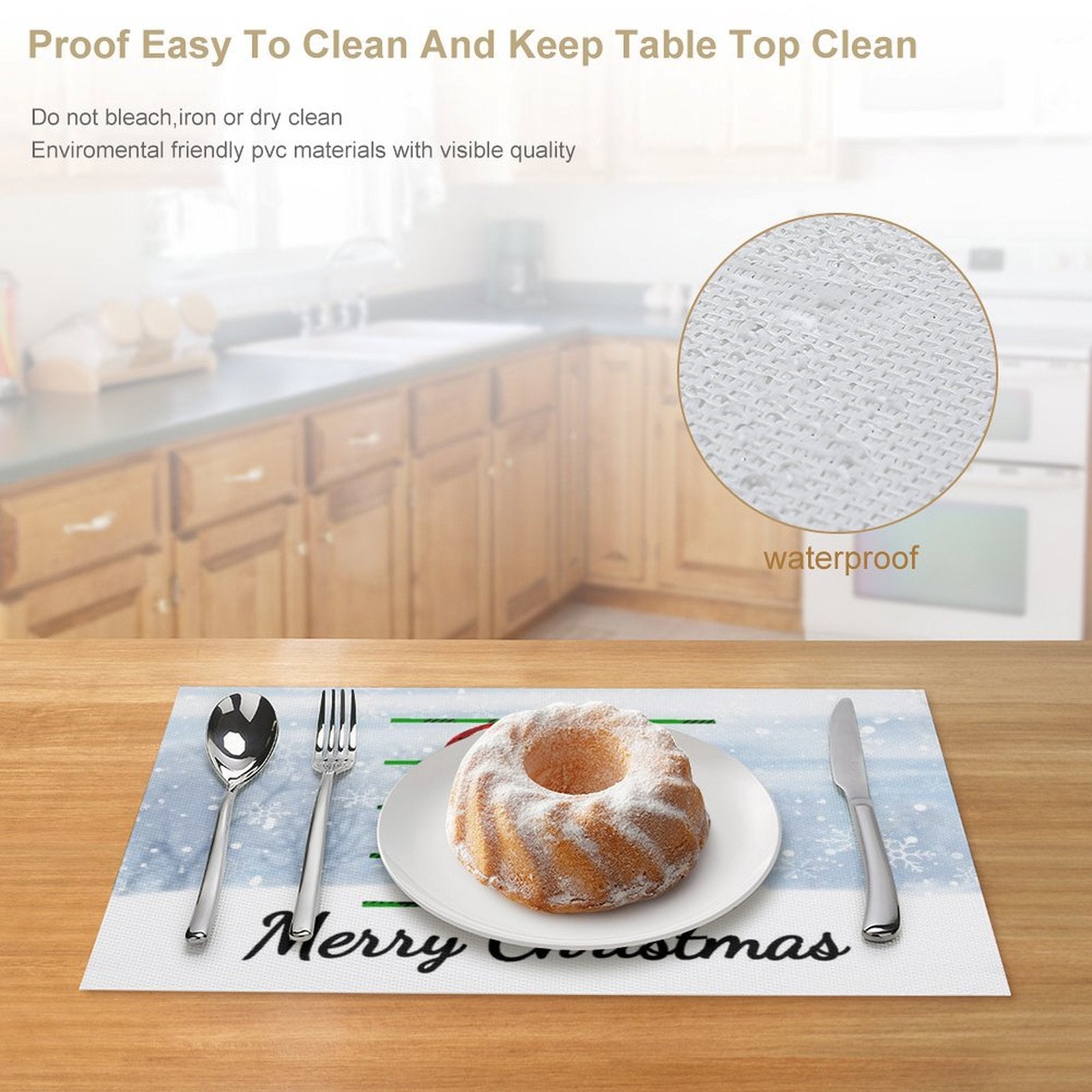 Music Bass Clef Christmas PVC Placemats