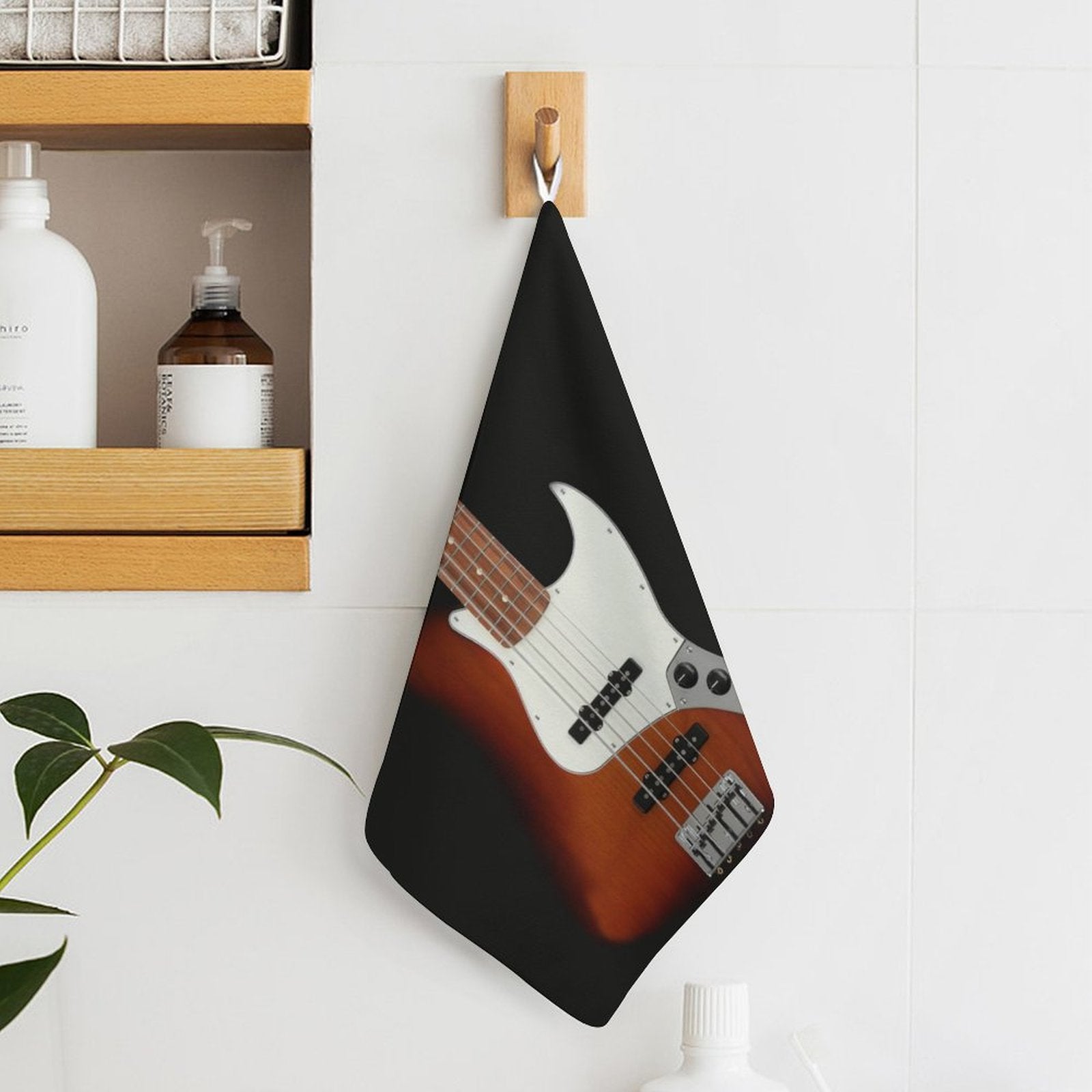 Guitar Black Hand Towel