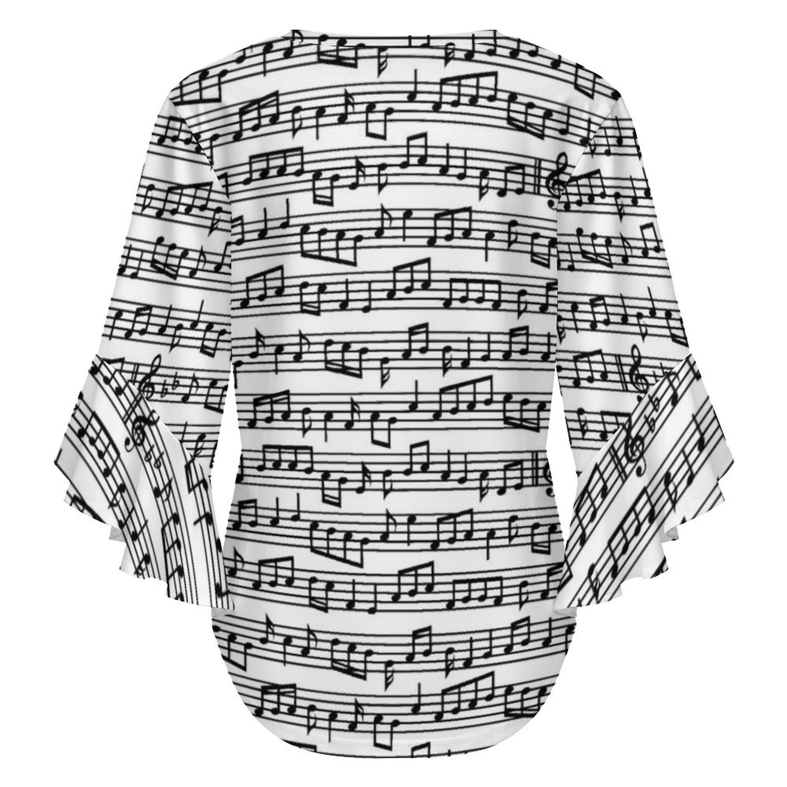 Music Sheet Women's Ruffled Sleeve Blouse