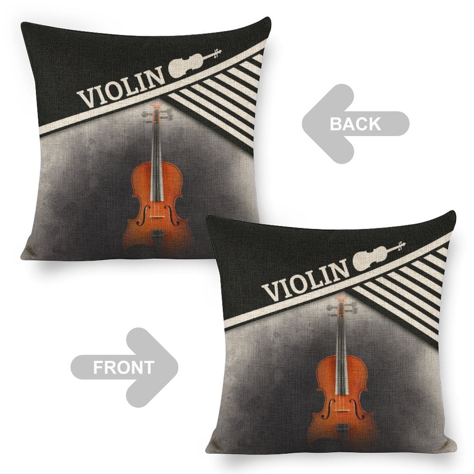 Piano Violin Drum Trumpet Linen Pillowcase (Set of 4)