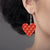 Red Music Heart Shape Wooden Earrings