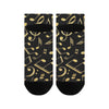 Gold Music Notes Women's Ankle Socks