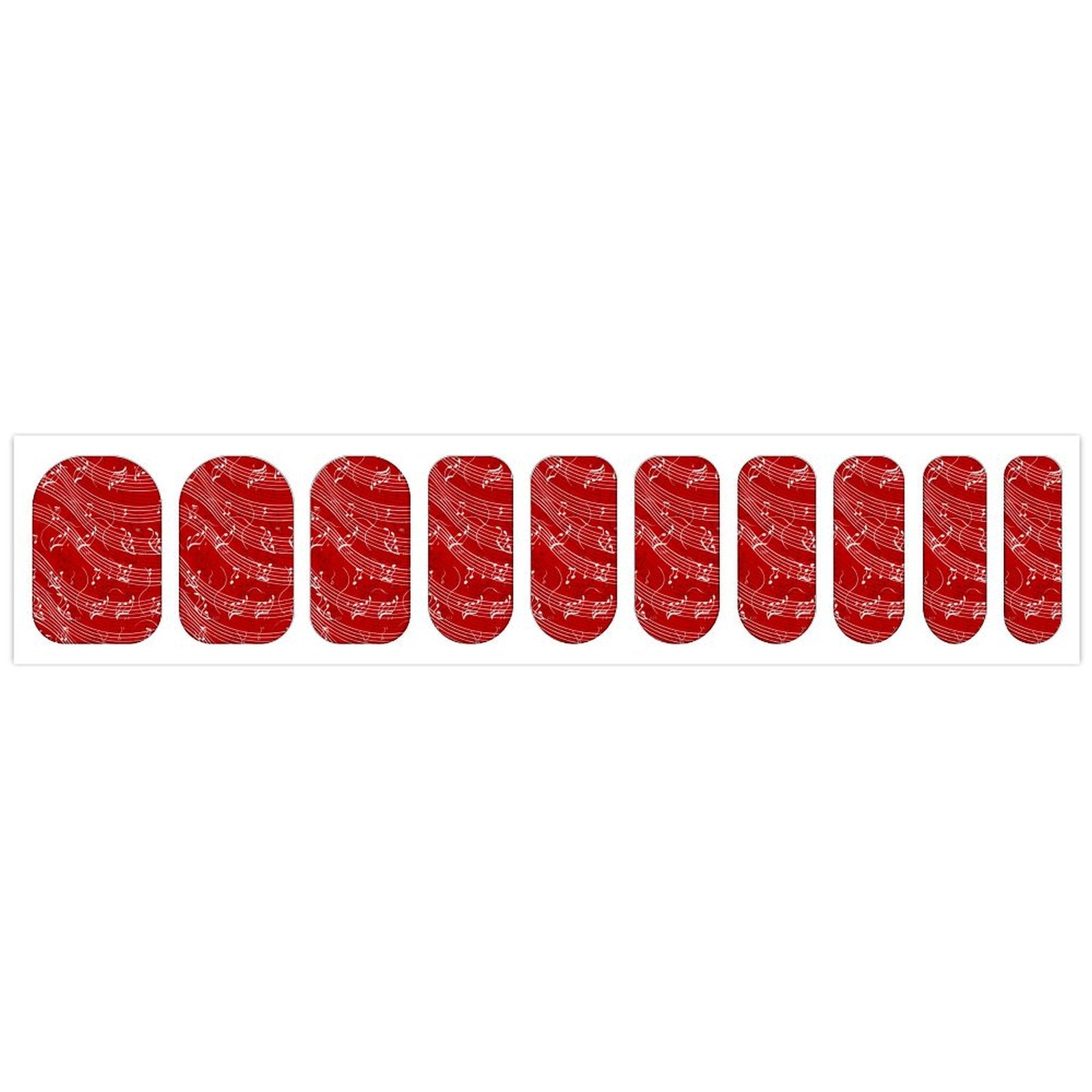 Music Waves Red Nail Stickers