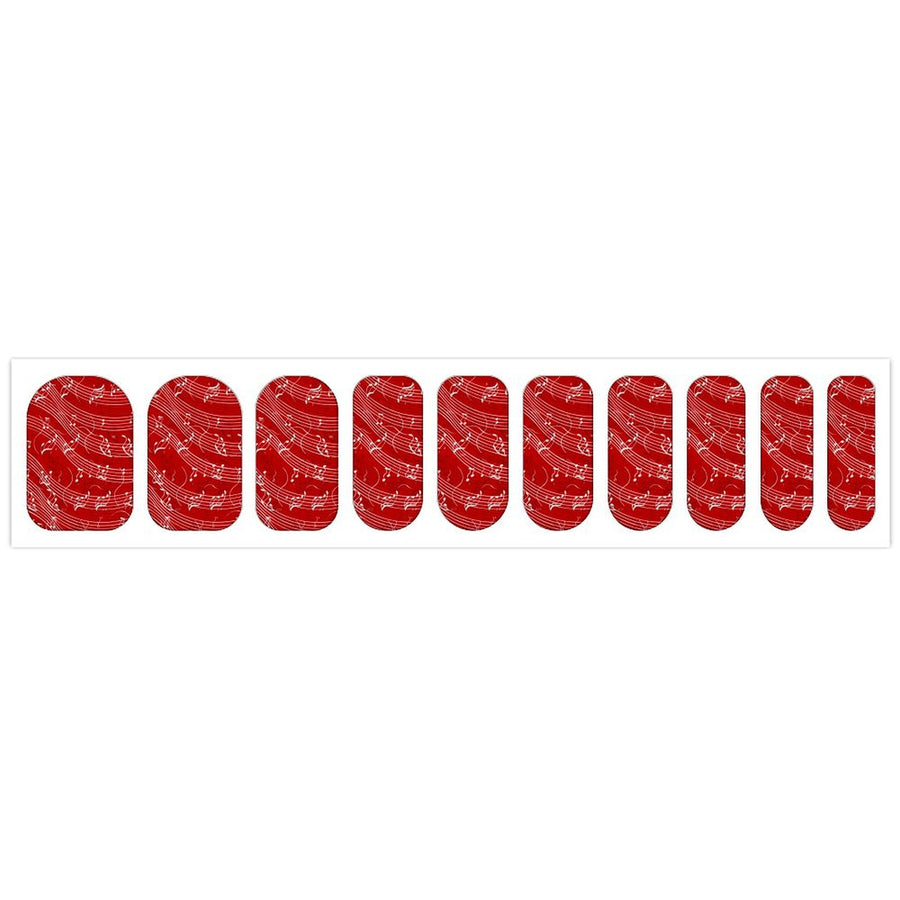Music Waves Red Nail Stickers