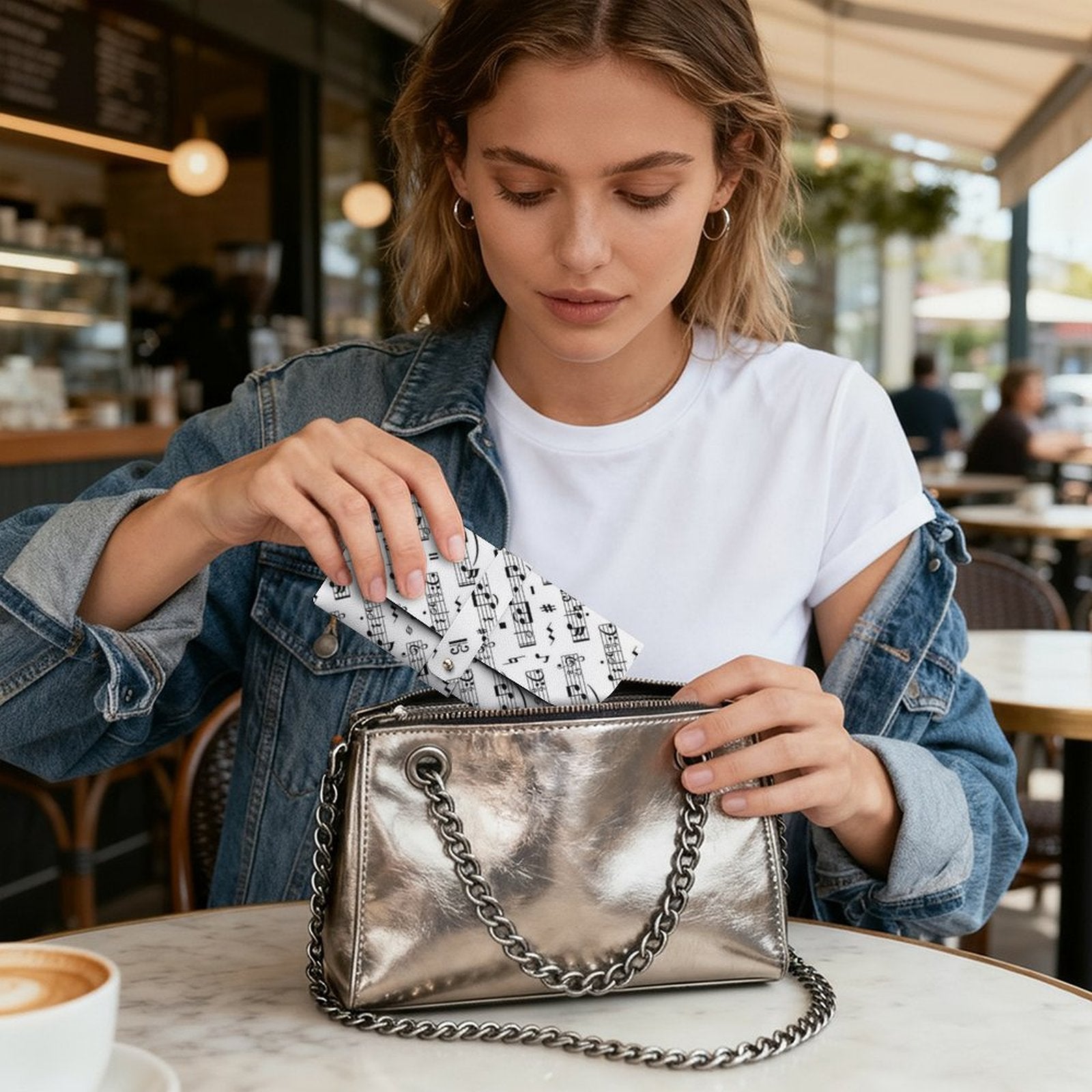 Music Notes PU Leather Glasses Case