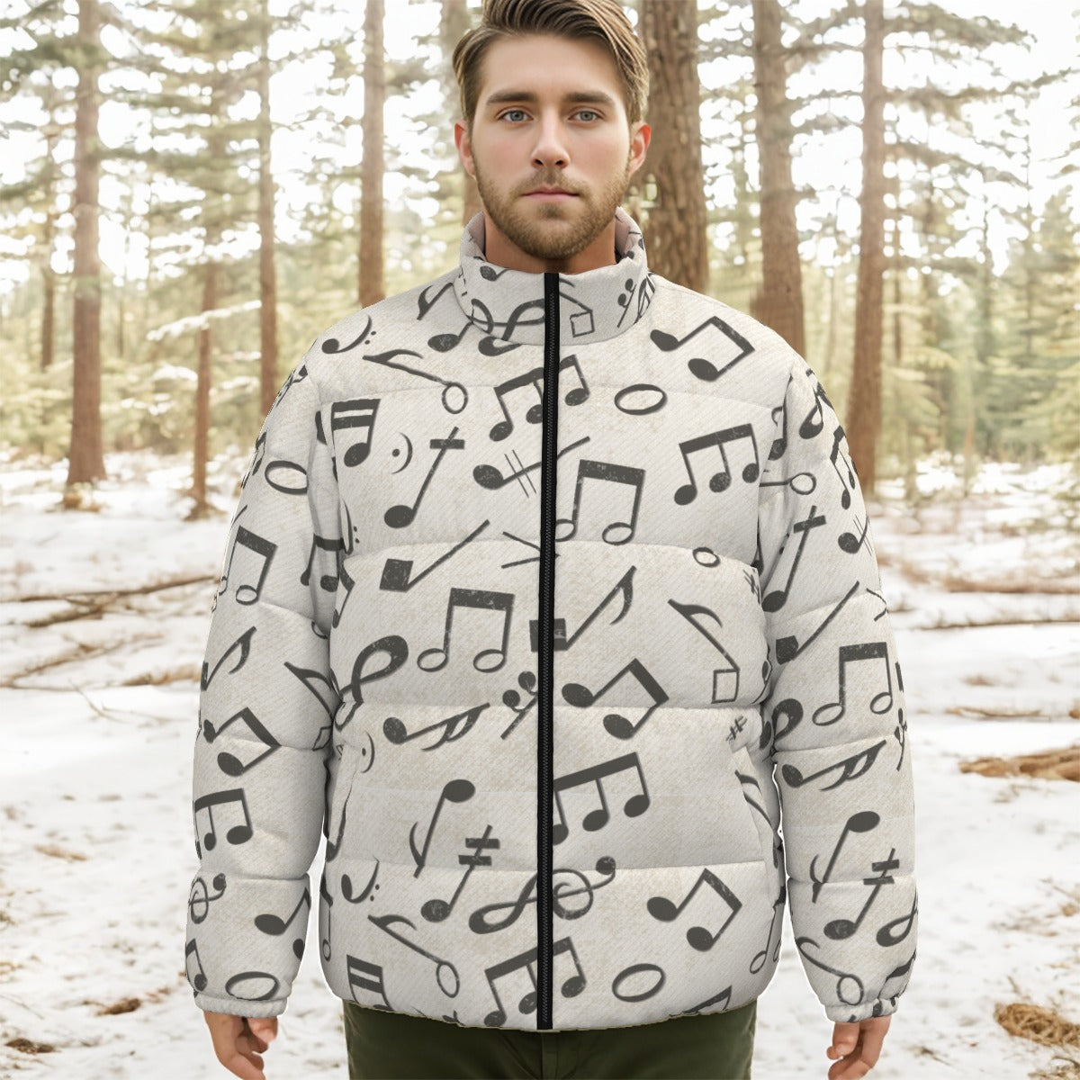 Music Beige Unisex Down Jacket