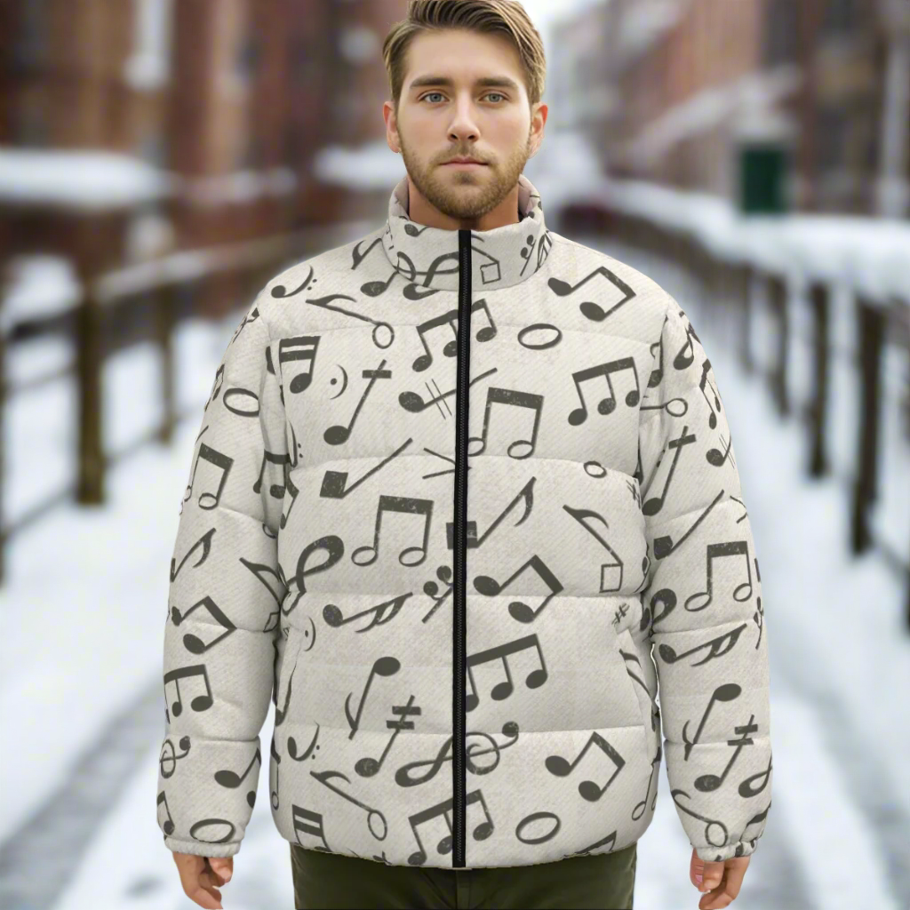 Music Beige Unisex Down Jacket