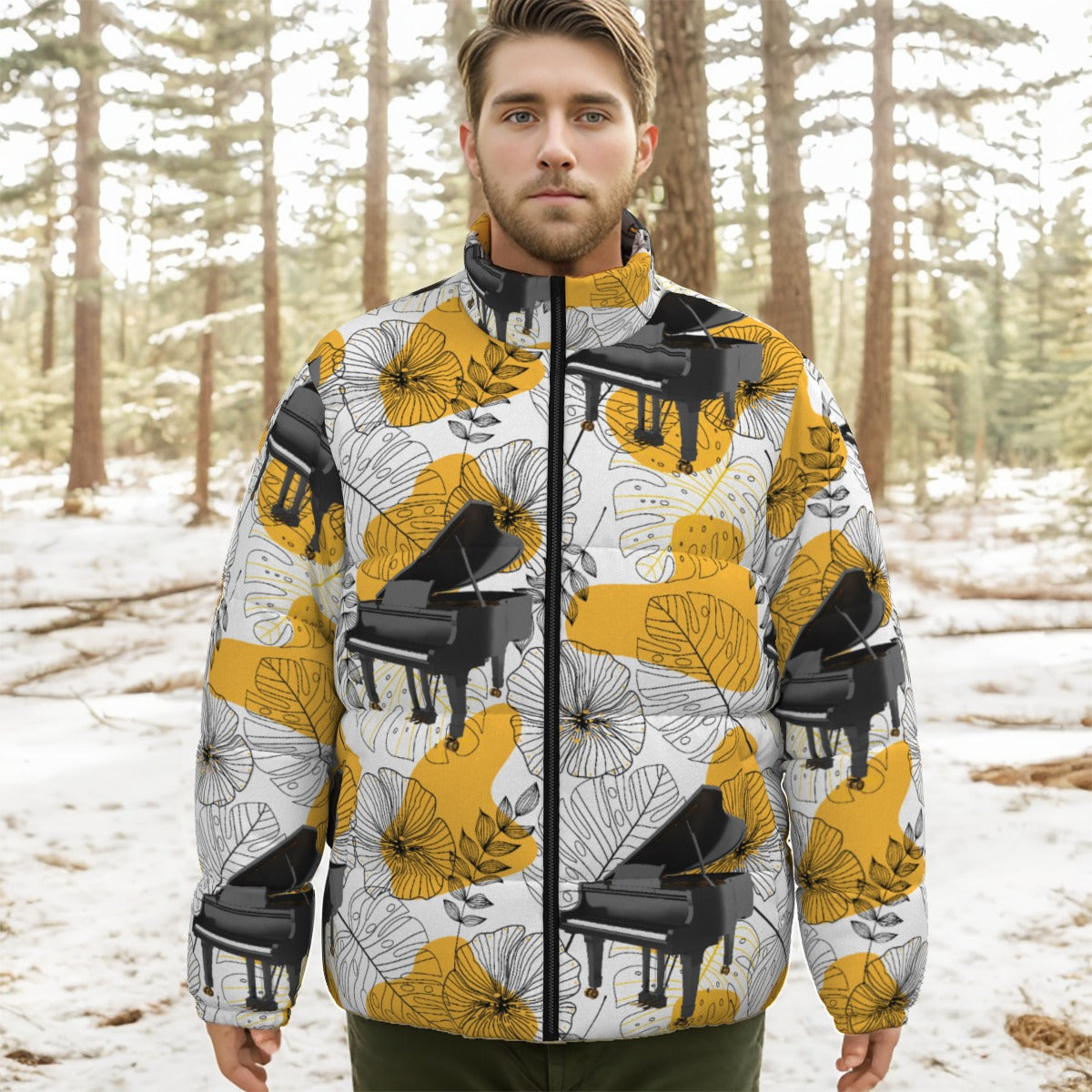 Grand Piano Print Unisex Down Jacket