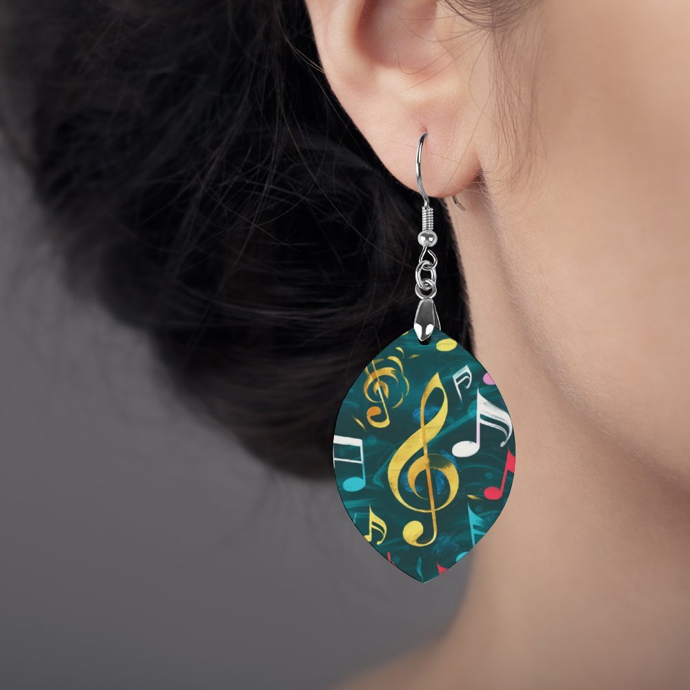 Jade Music Wooden Dangle Earrings