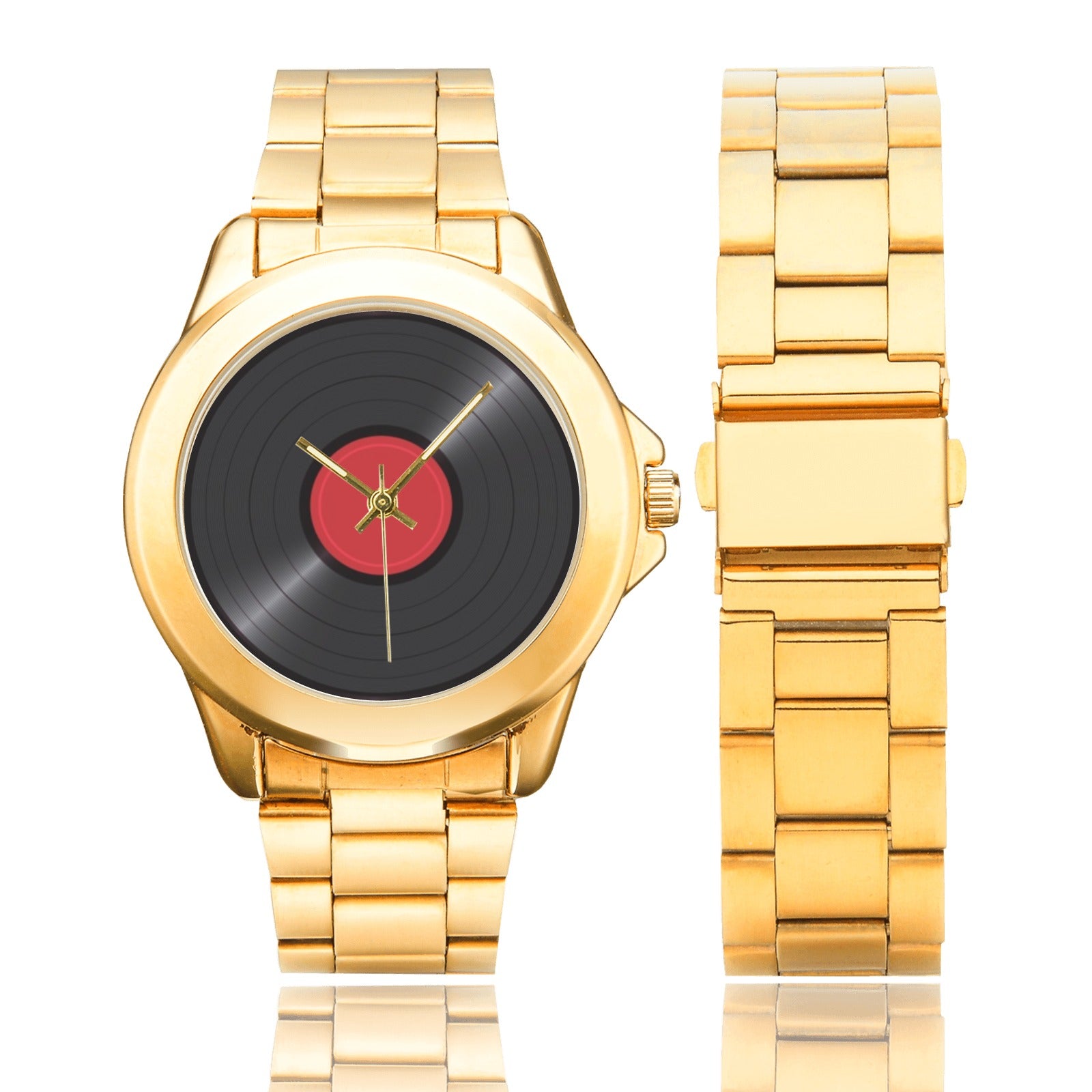 Vinyl Record Unisex Gilt Watch