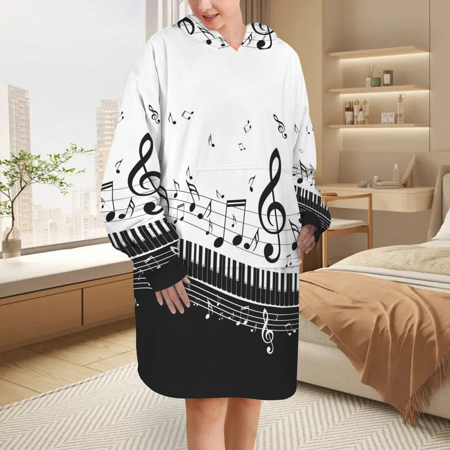 Piano Music Women's Blanket Hoodie
