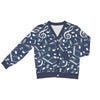 Music Navy Print Button Up Women's Cardigan