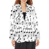 Music Notes White Women's Blazer