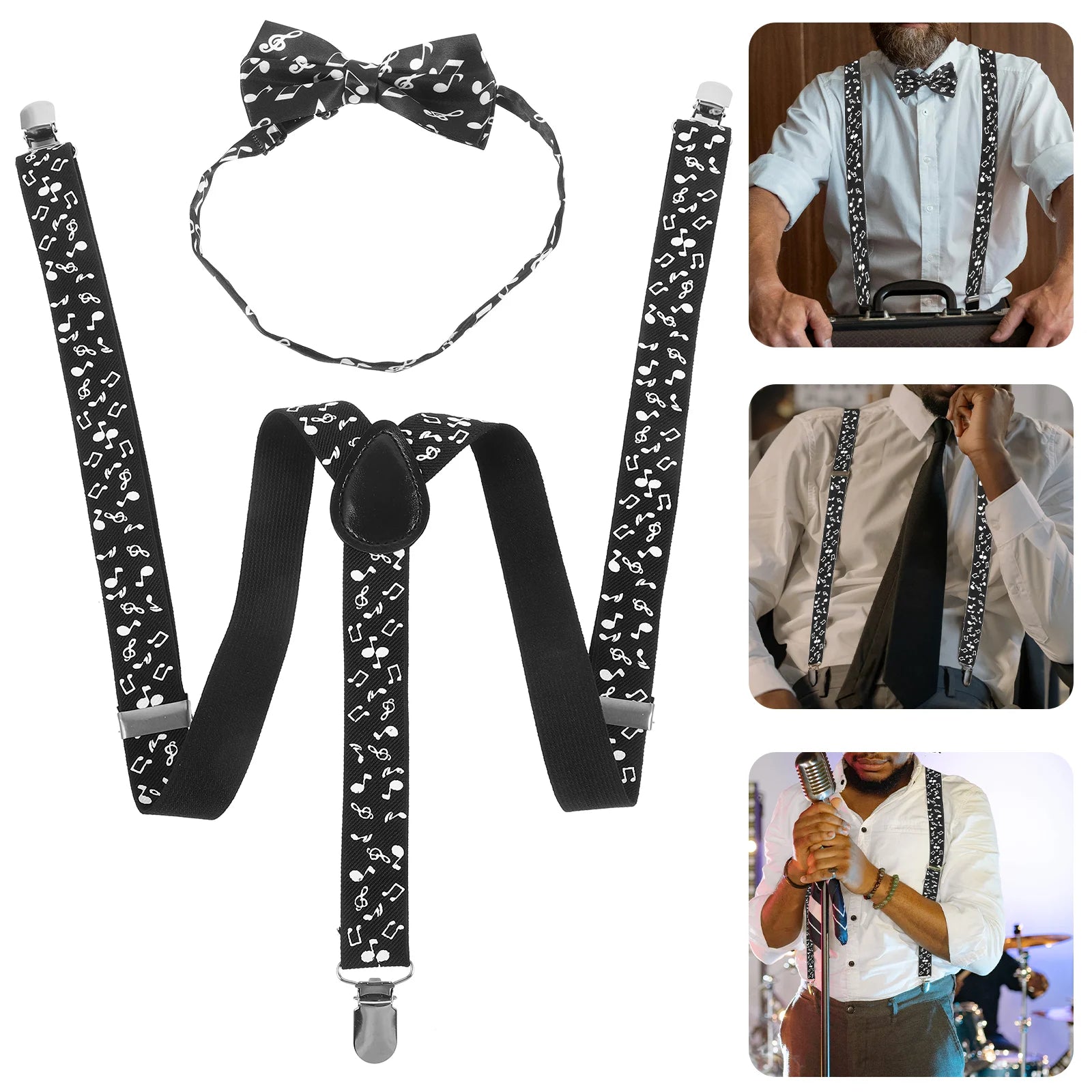 Adult Music Suspender & Bow Tie Suit Set