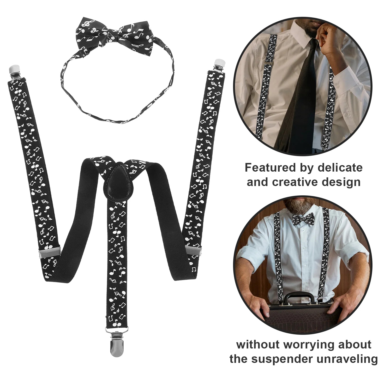 Adult Music Suspender & Bow Tie Suit Set