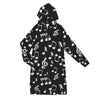 Music Notes Black Women's Long Hooded Jacket