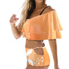 Orange Summer Music Ruffle Off Shoulder Bikini