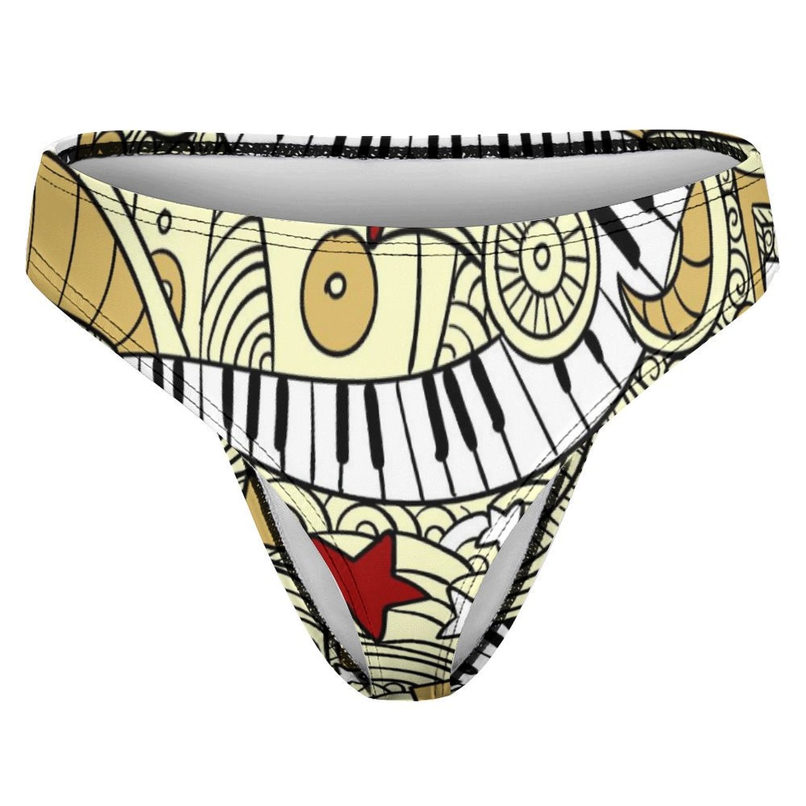 Piano Art Yellow Women's Cotton Underwear