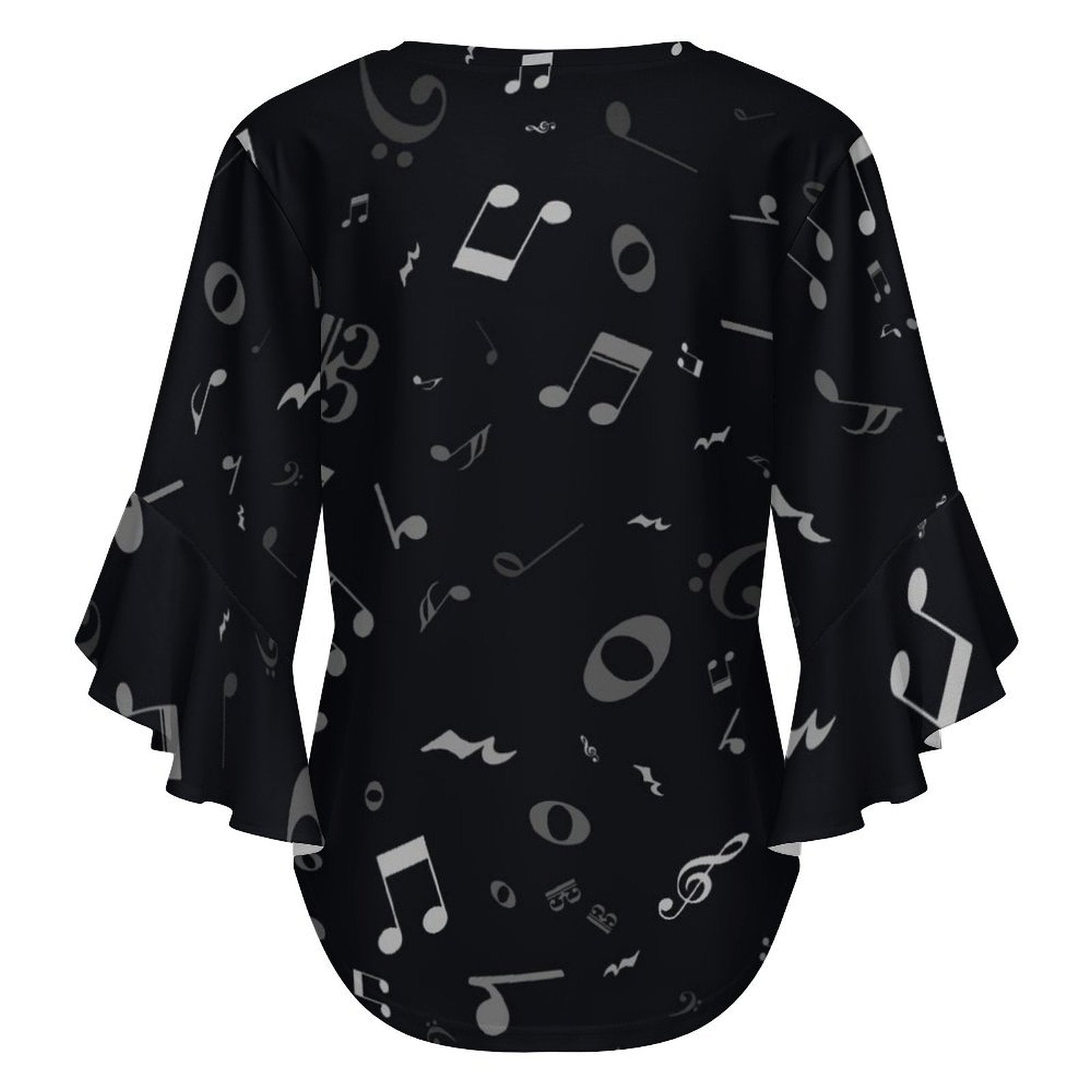 Music Theme Women's Ruffled Sleeve Blouse