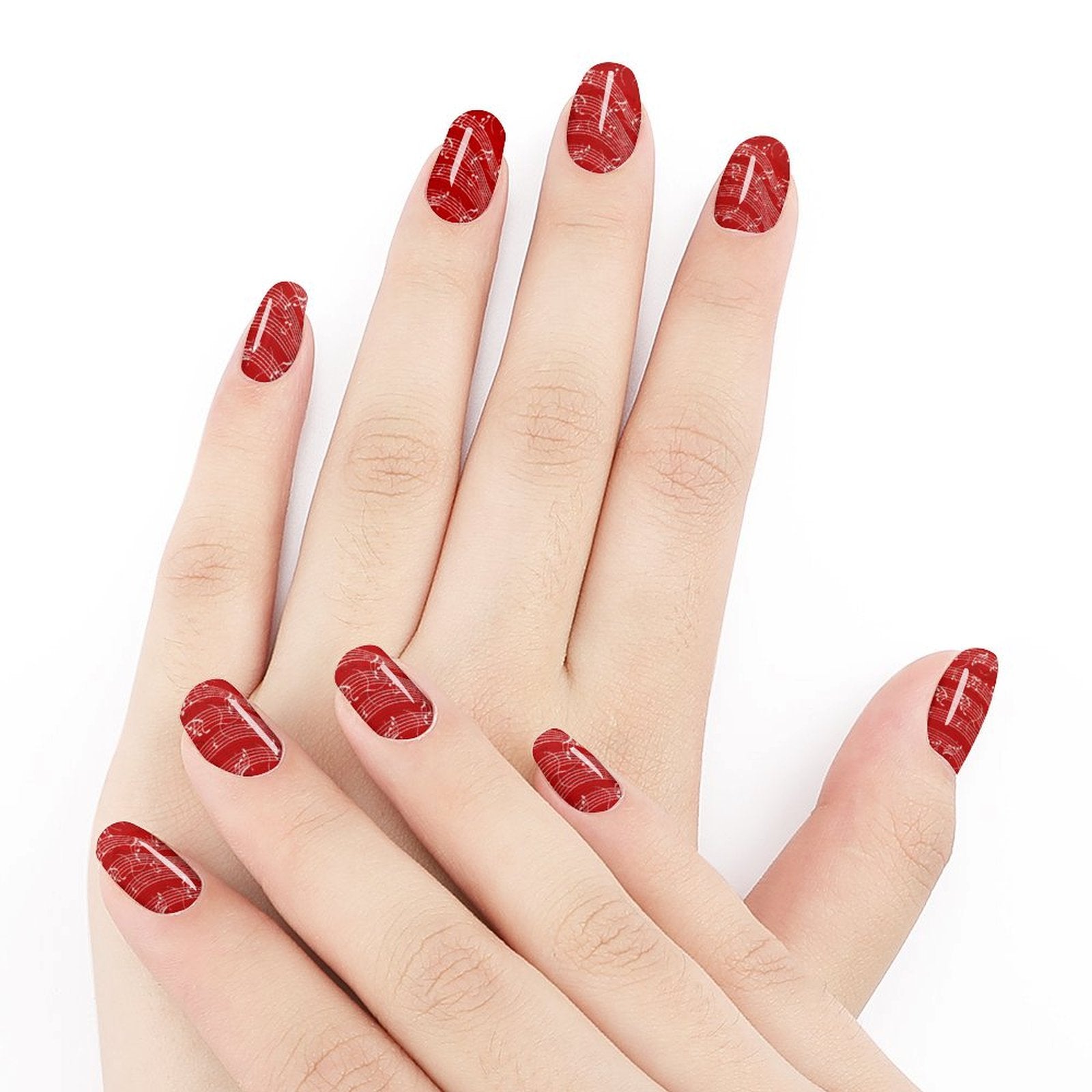 Music Waves Red Nail Stickers