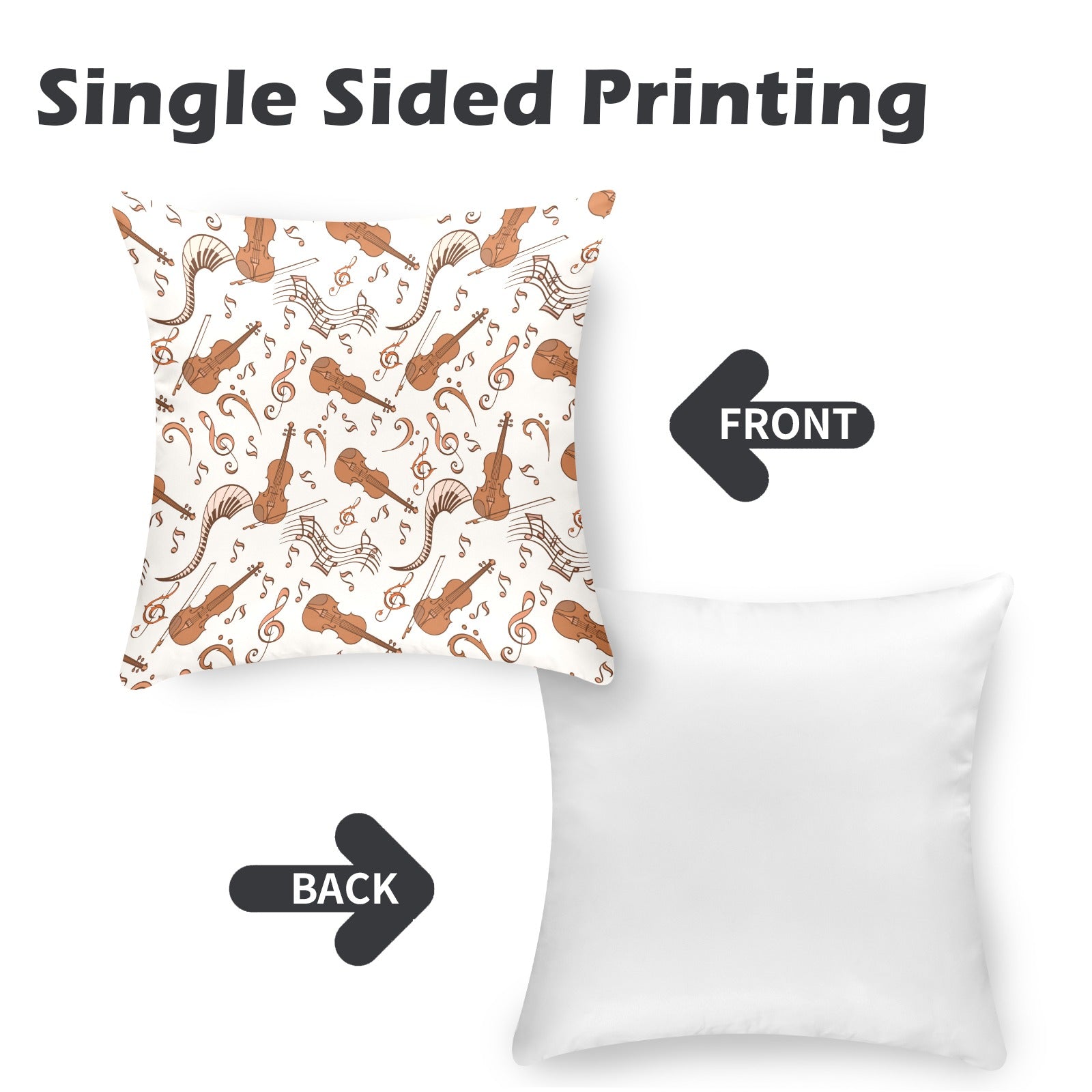 Violin Pattern Peach Skin Pillowcase Set 18"x18"