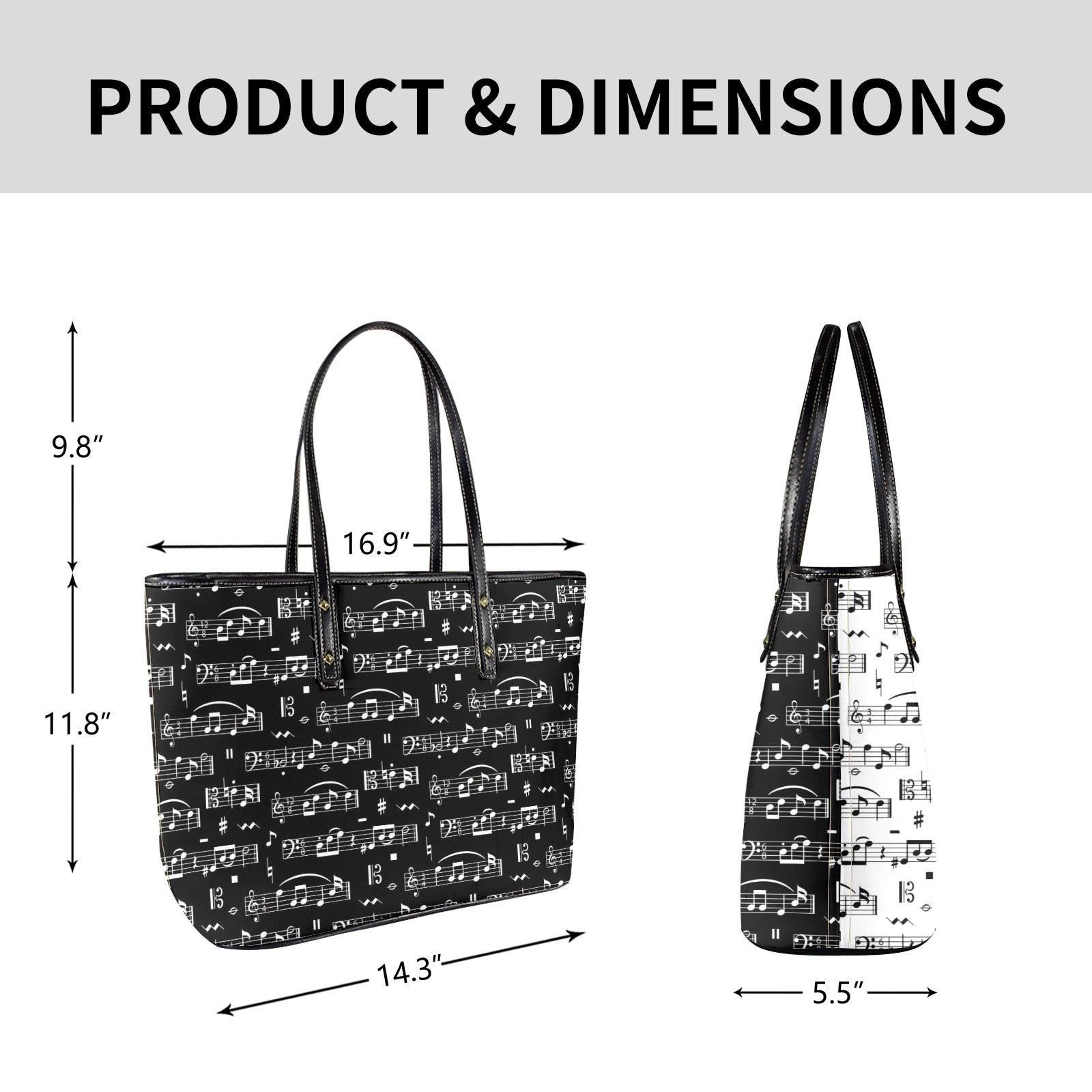 Bi-tone Music Chic Leather Tote Bag