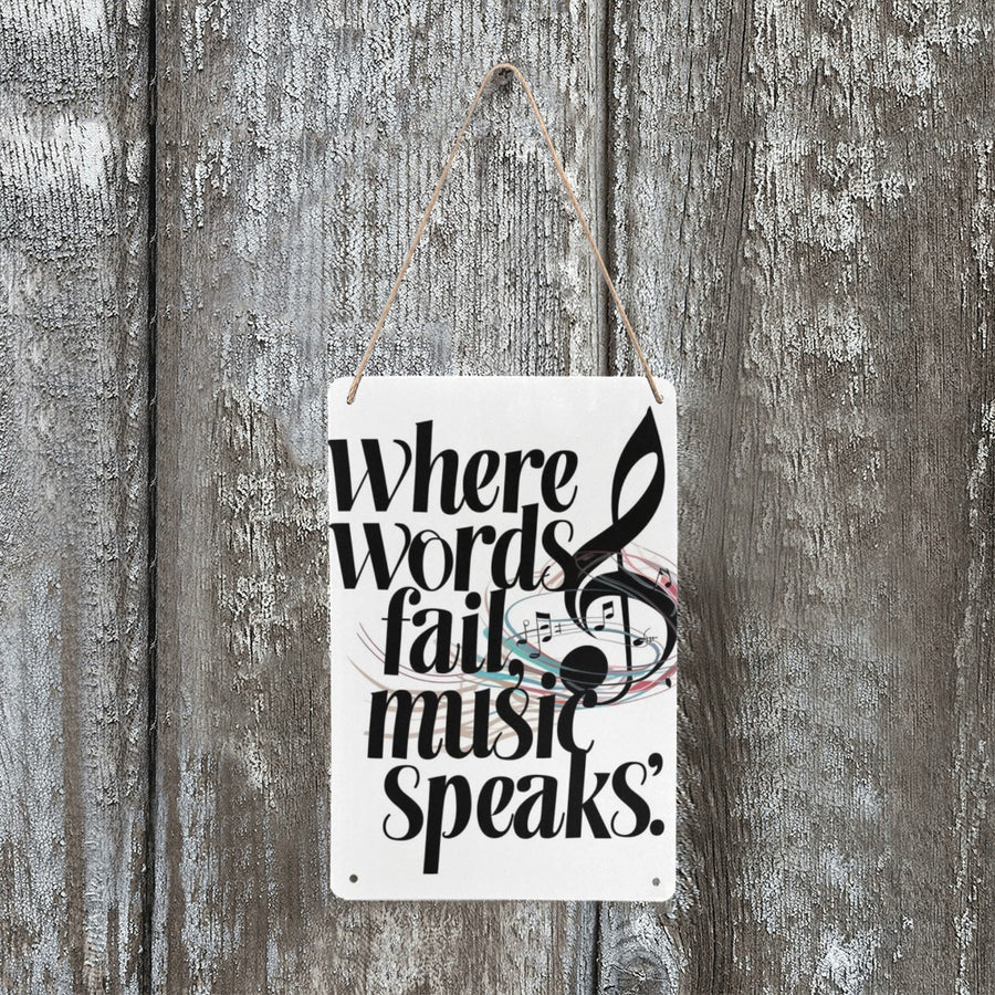 MUSIC SPEAKS Decorative Metal Tin Sign 8" x 12"