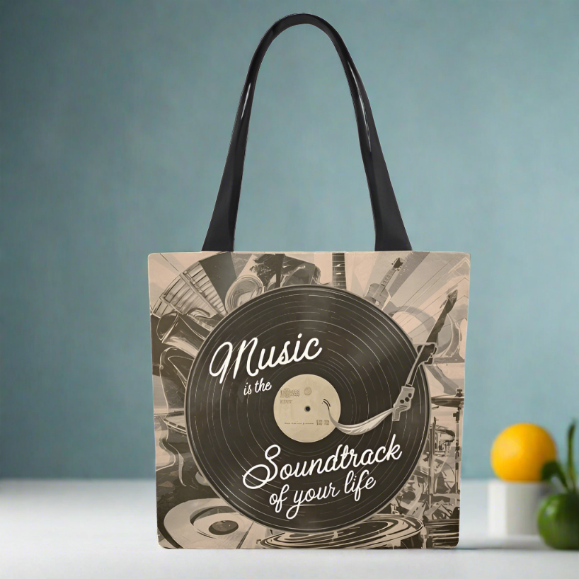Vintage Music Soundtrack Canvas Tote Bag