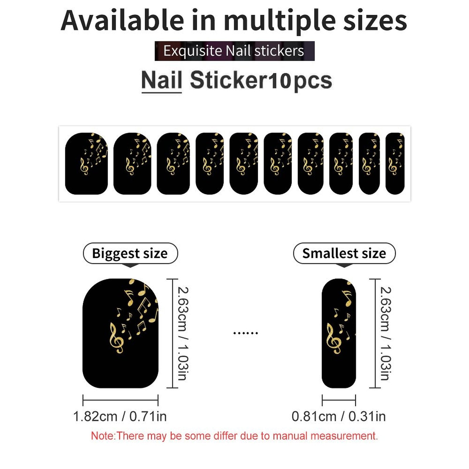 Music Black Nail Stickers