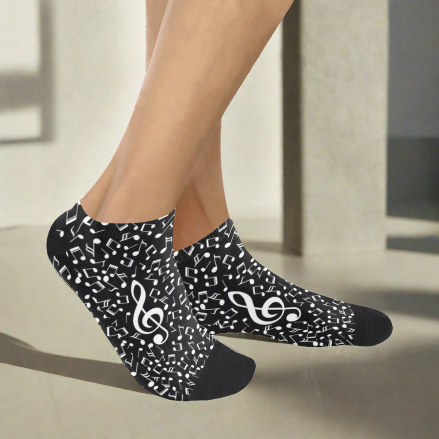 Music Notes Black Women's Ankle Socks