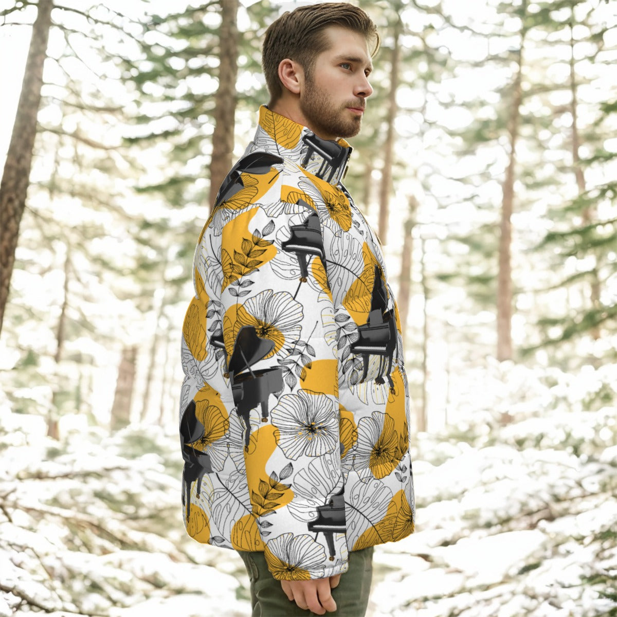 Grand Piano Print Unisex Down Jacket