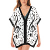 Music Notes Heart Women's Beach Cover Up