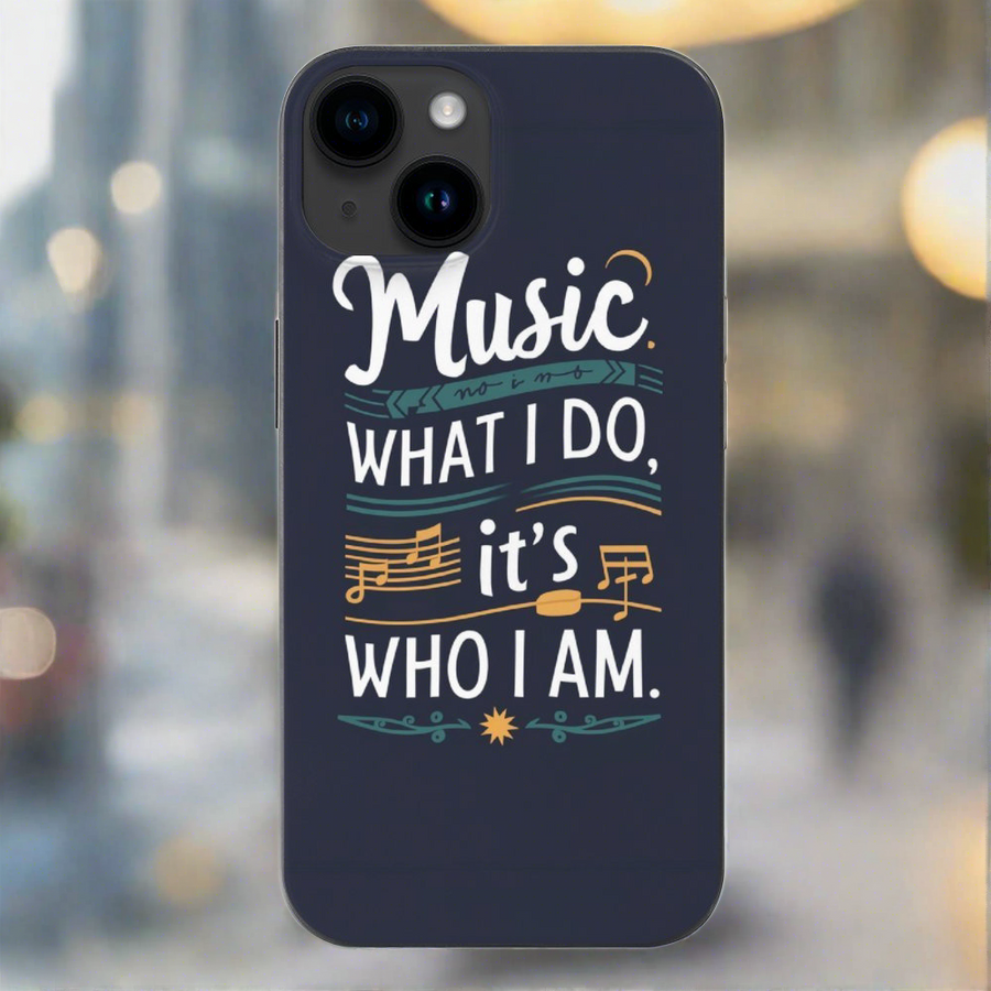 Music Quote Dark Blue iPhone Phone Case