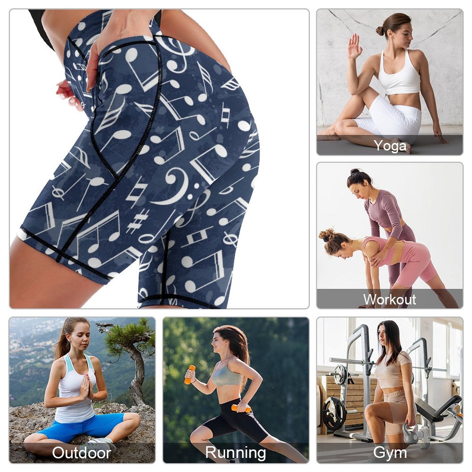 Ocean Music Pocket Yoga Shorts