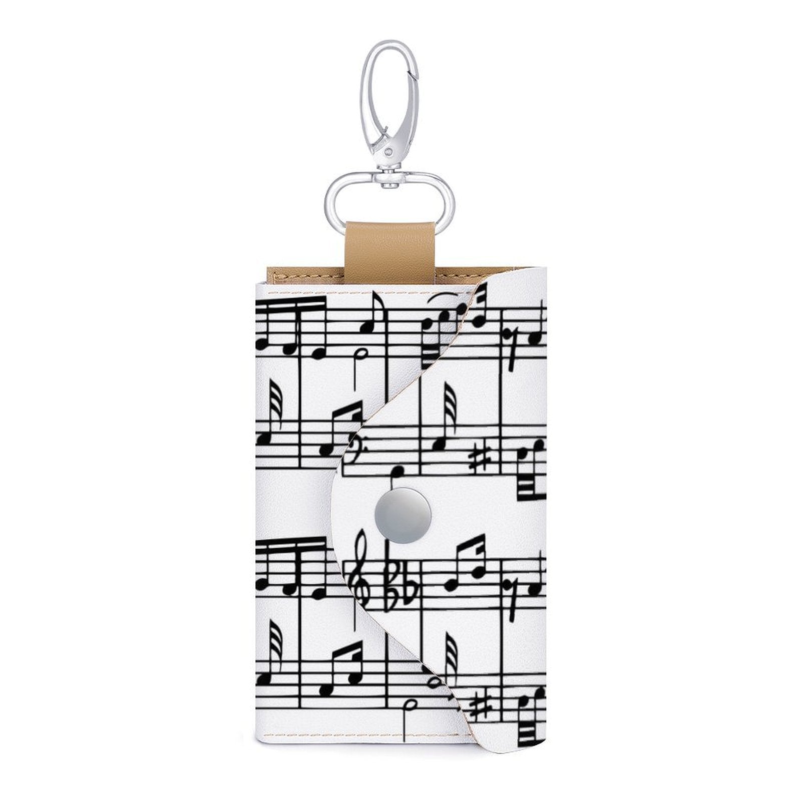 Music White Leather Key Bag