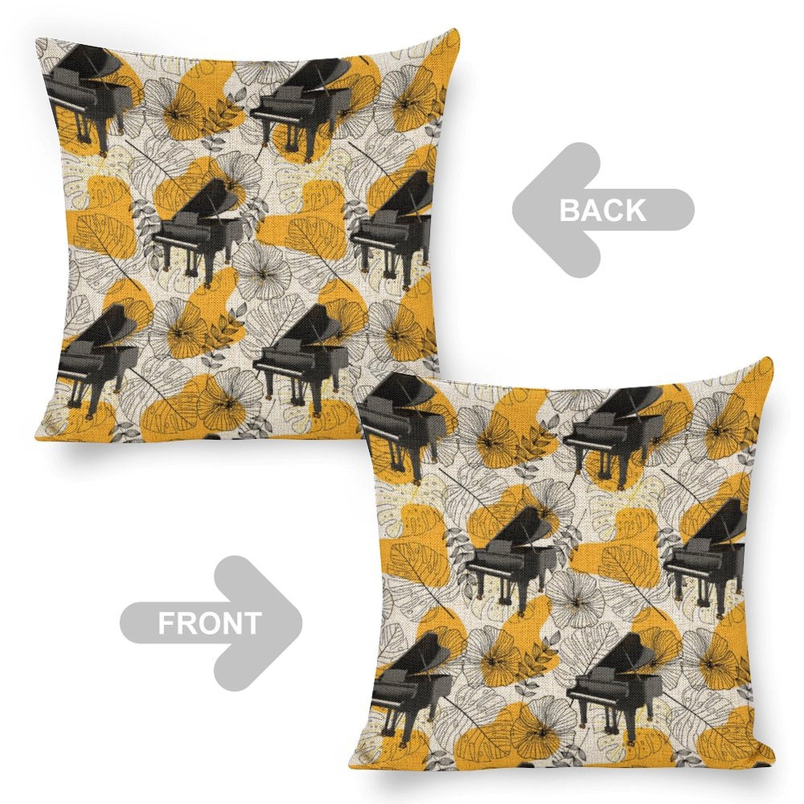 Love Piano Linen Pillowcase (Set of 4)