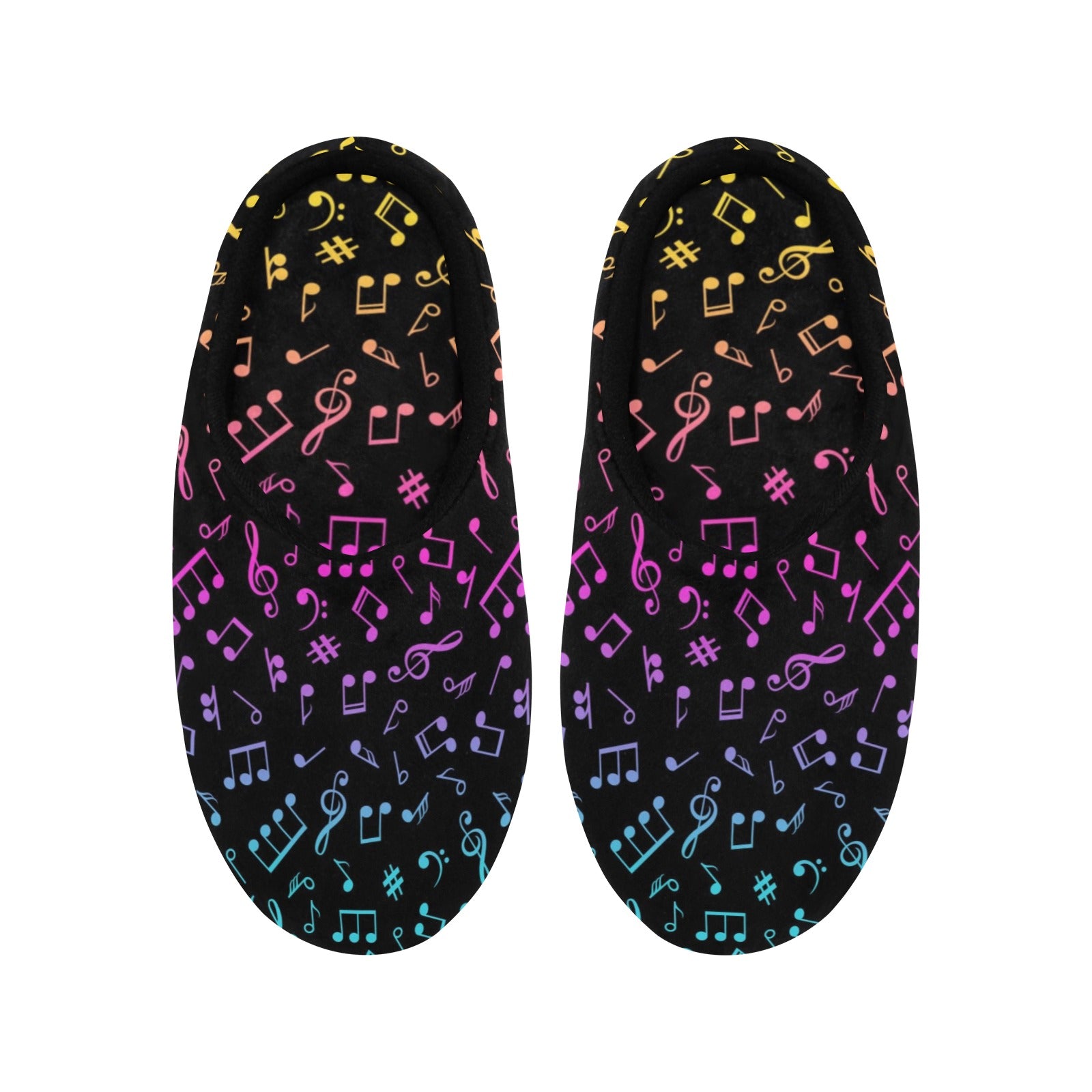 Colorful Music Notes Women's Cotton Slippers
